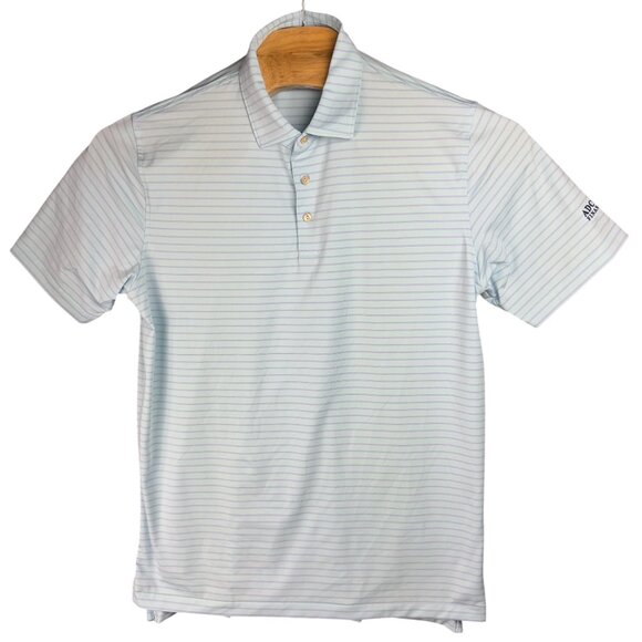 Peter Millar Summer Comfort Polo Shirt Men L Light Blue Striped Adcock Fin.Group - Picture 1 of 9